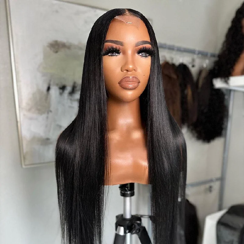 Lace wig with a 200 - density for a full and thick appearanceWOWANGEL Straight 2X6 HD Lace Closure Wig Wear & Go Glueless Wig