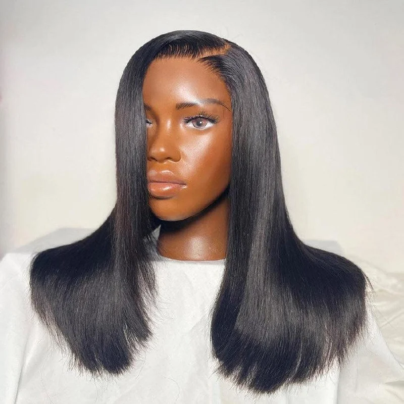 Lace wig with a 13x4 lace frontal for a wide - parting areaWOWANGEL Wear & Go Side Part Straight BOB 5x5 HD Lace Closure Wig 250% Density