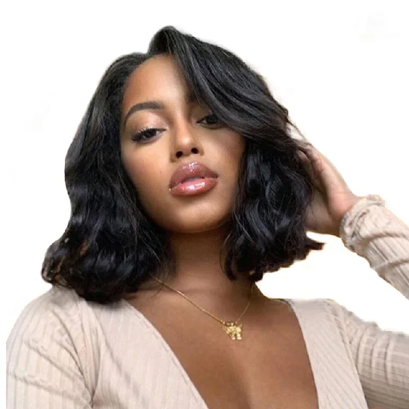 Bob wig with a wavy texture for a beachy lookMegalook 13X6 Lace Front Bob Wig For Women Short Human Hair Bob Lace Front Wigs Natural Color 210% Body Wave Bob Wigs