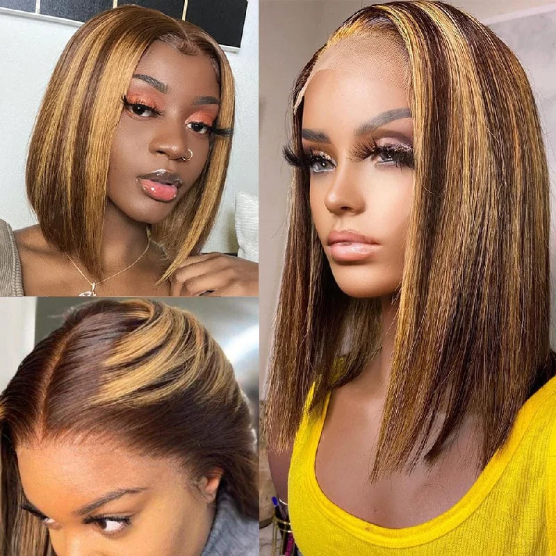 Ash - blonde bob wig for a trendy and cool - toned lookAliyah | Highlight Blonde Preplucked Virgin Human Hair Bob Lace Wig