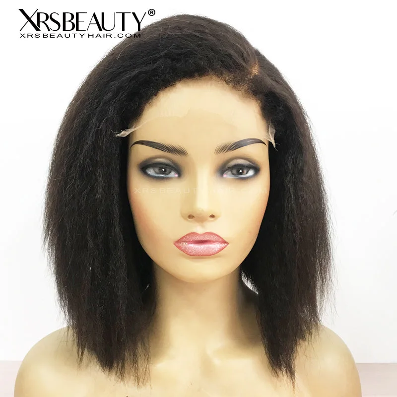 Bob wig with side - swept bangs for a sophisticated lookCLEAR LACE Italy Yaki BoB C-Part Lace Human Hair Wig [BOB101]