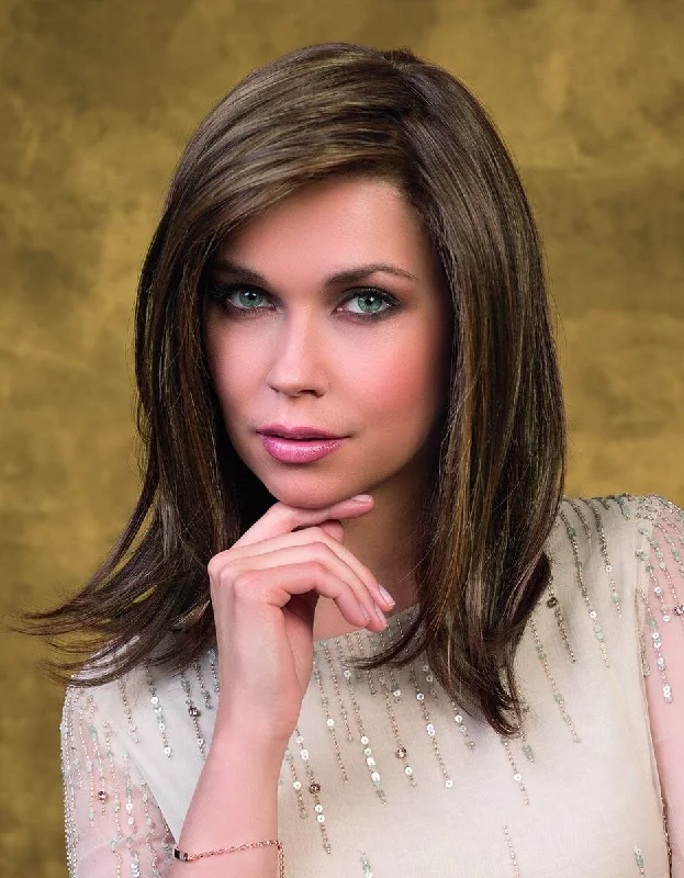 Long - length wig with a silk - base cap for a comfortable and smooth feelEffect Heat Friendly Topper by Ellen Wille