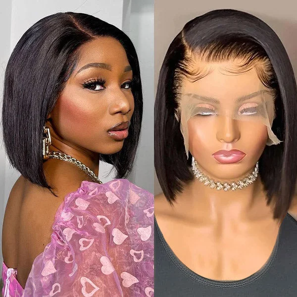 Bob wig for daily wear with a low - maintenance designShort Bob Wigs Free Part Bob Lace Front Wigs 100% Bob Human Hair Wigs