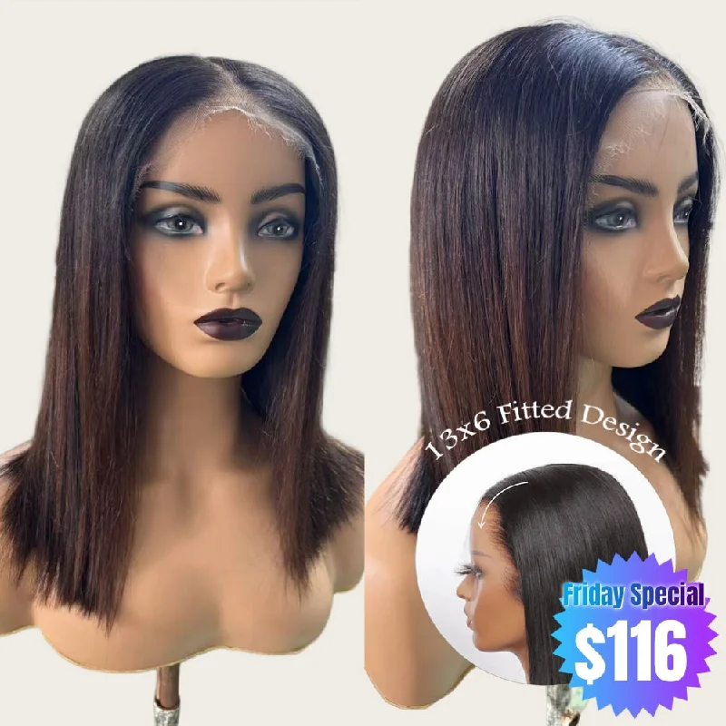 Lace - front bob wig for a seamless hairline【Friday Special】Glueless 13x6 Fitted Cap Ear Tap 250% Skin Melt Lace Front Wig Ombre Colored Bob