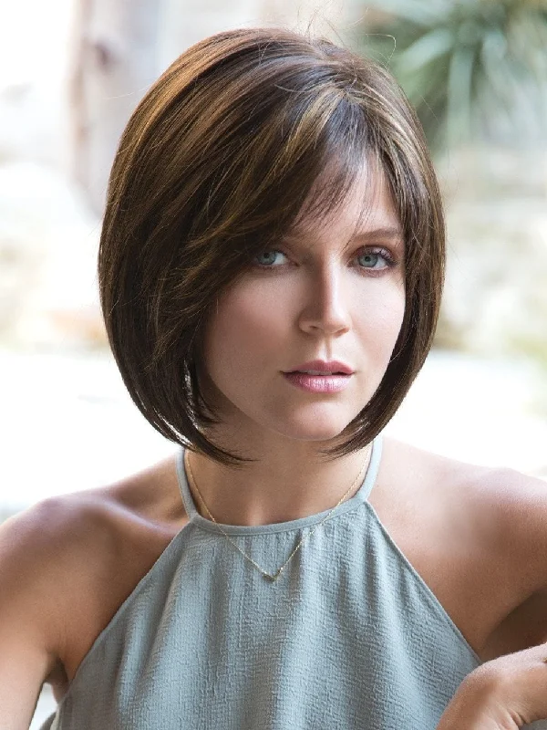 Bob wig with a curly fringe for a playful and youthful vibeJolie | Synthetic Wig (Mono Top)