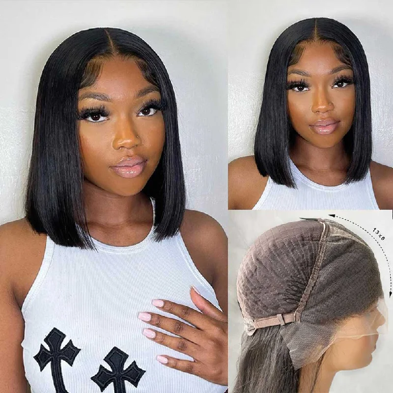 Bob wig with a balayage effect for a natural - looking color transition13x6 3D FULL FRONTAL Skin Melt Lace Preplucked Human Hair Lace Front Bob Wig