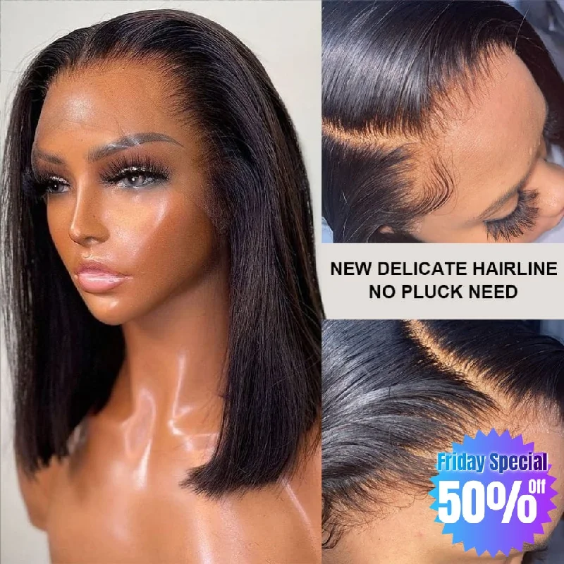 Bob wig with auburn highlights for a warm and vibrant appearance【Friday Special 50% Off】Boutique Skin Melt Lace + Delicate Hairline Frontal Bob Wigs