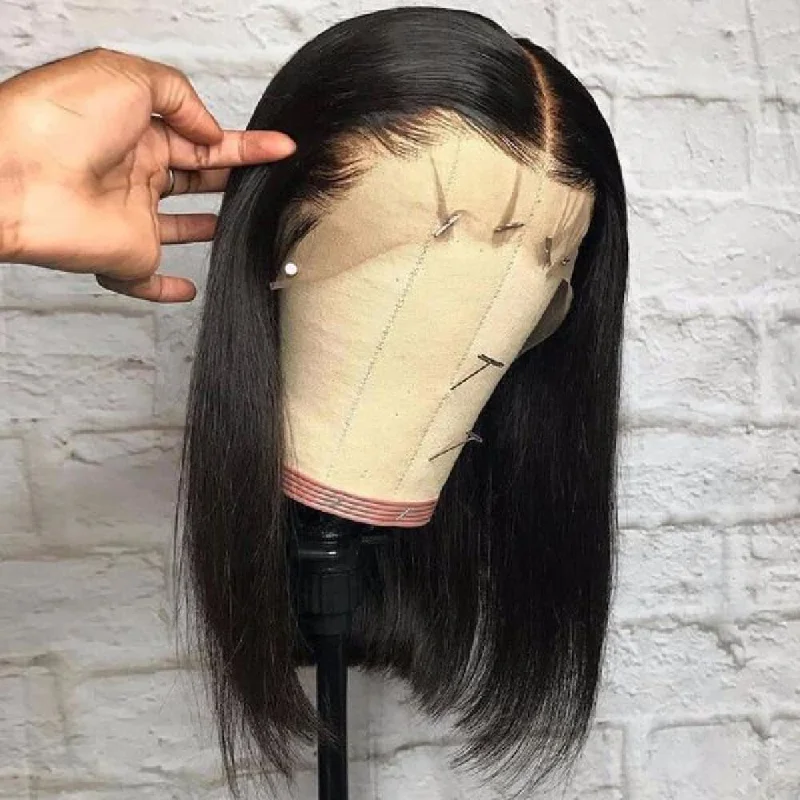 Bob wig with side - swept bangs for a sophisticated lookSkin Melt Full Lace BOB Wig Invisible Swiss Lace Wigs