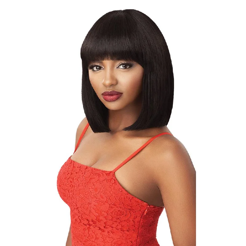 Bob wig with a balayage effect for a natural - looking color transitionOutre Fab & Fly 100% Unprocessed Human Hair Wig - Misty