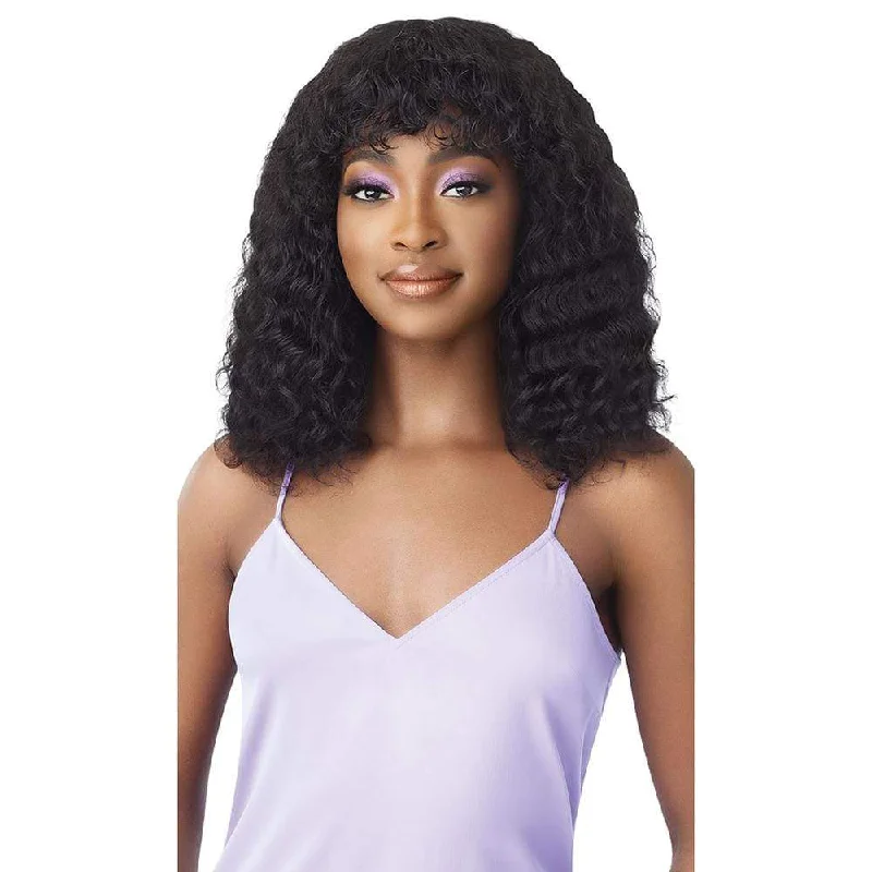 Synthetic bob wig with a natural - looking textureOutre MyTresses Wet & Wavy Human Hair Wig - Natural Deep 18"