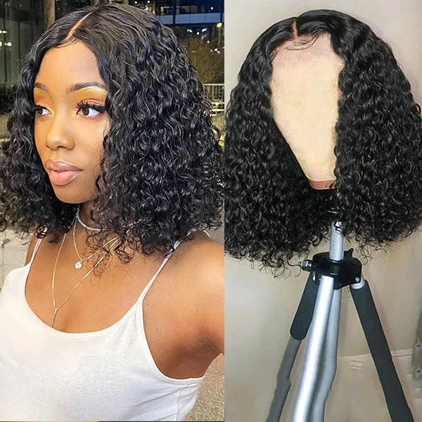 Ash - blonde bob wig for a trendy and cool - toned lookShort Deep Wave Bob Human Hair Wigs 13x4 Deep Wave Bob HD Lace Front Wigs