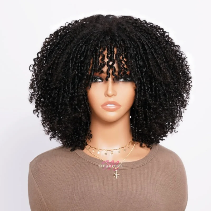 Bob wig with a wavy texture for a beachy look(Super Deal) 3x2 Lace Jerry Curly Bob with Bangs Pre-Bleached Miny Knots Middle Part Wigs