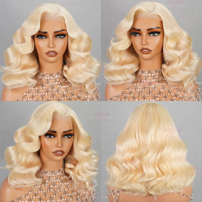 Bob wig for daily wear with a low - maintenance design(Super Sale) Pre Cut 6x5 Short Blonde 613 Layer Cut Body Wave Bob Glueless Wig Pre-Plucked Hairline