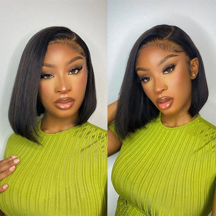 Bob wig with a wavy texture for a beachy look{Super Sale} Upgrade Pre Cut Straight Bob 6X5/13x4 HD Lace Glueless Wear Go Closure Wig With Pre-plucked Edges