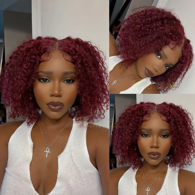 Bob wig in a jet - black color for a classic appearanceVanessa | 99J Preplucked Human Hair Curly BOB Lace Wig