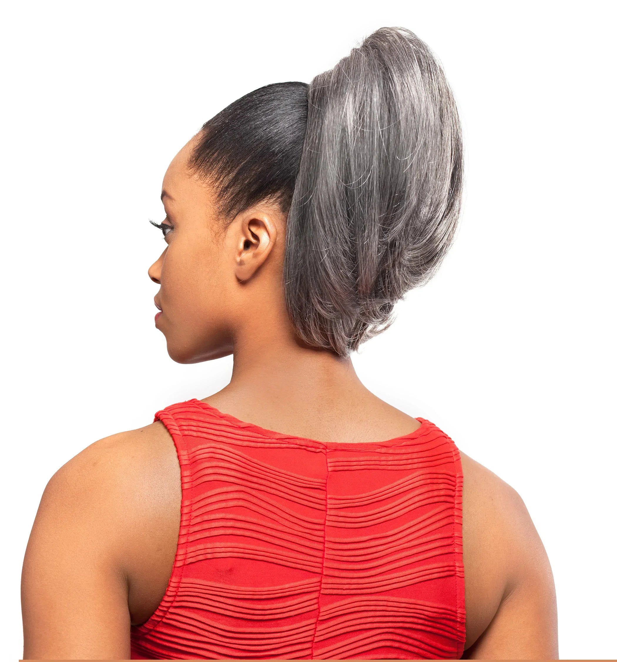 Synthetic ponytails with heat - resistant fibers for easy stylingAlicia Foxy Silver Synthetic Ponytail (Drawstring) - DS02 - 14618