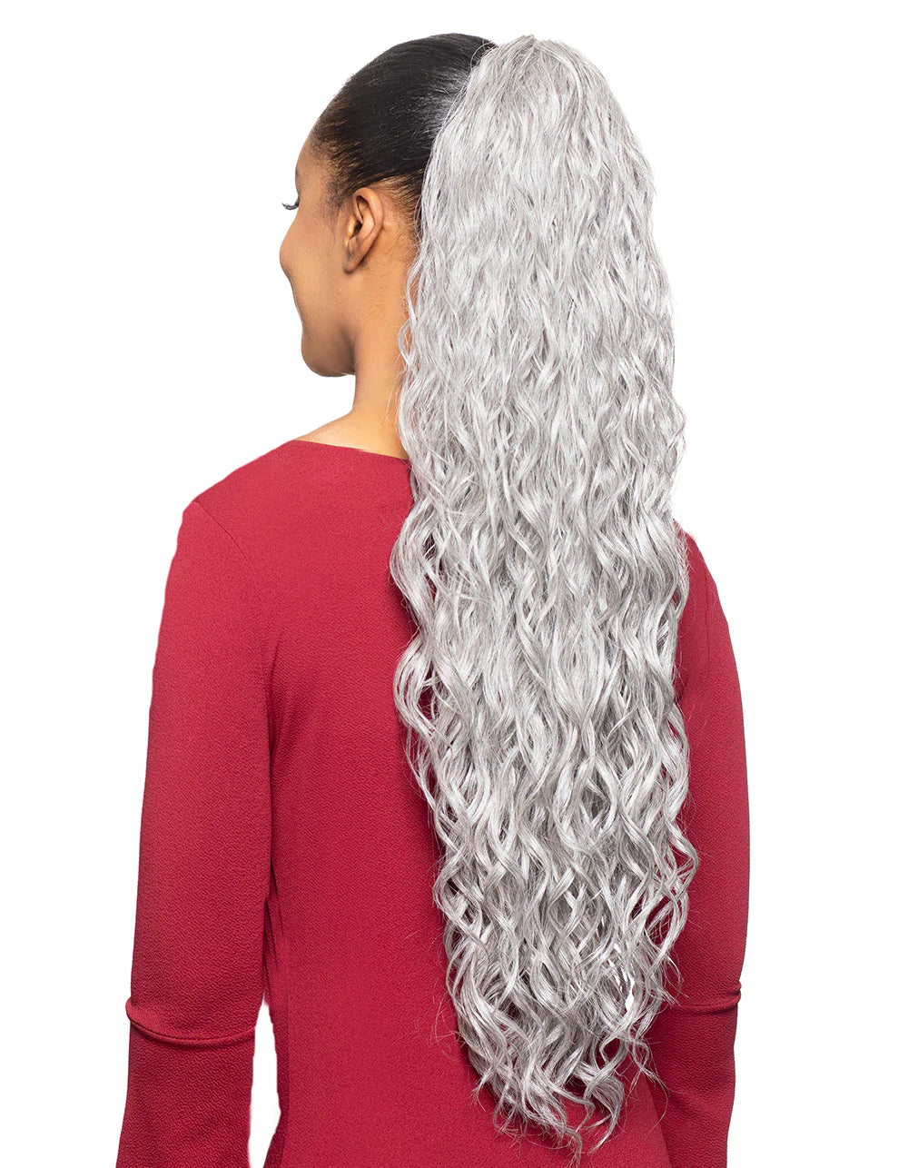 Ponytails with adjustable length for a customized fitAlicia Foxy Silver Synthetic Ponytail (Drawstring) 28"- DS17 - 14678