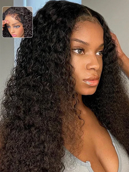 Virgin - human - hair water wave wig for the highest quality[4C Wig] Curly Edges Hairline 13x4 13x6 HD Lace Front Wigs Water Wave 14A Virgin Hair