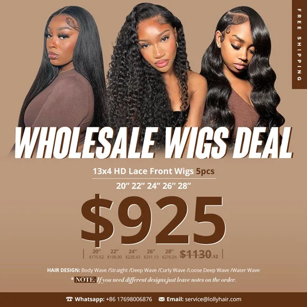 Water wave wig with a honey - blonde color for a warm and sunny appearance$925 Wholesale Human Hair Wigs Deal 13x4 HD Lace Front Wigs 20 22 24 26 28 inch 5pcs