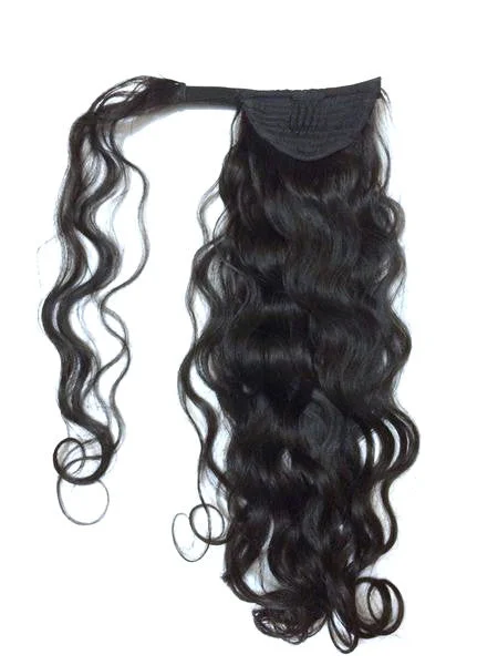 Ponytails made from recycled materials for an eco - friendly optionWrap Around 100% Human Hair Ponytail in Deep Bodywave 12"