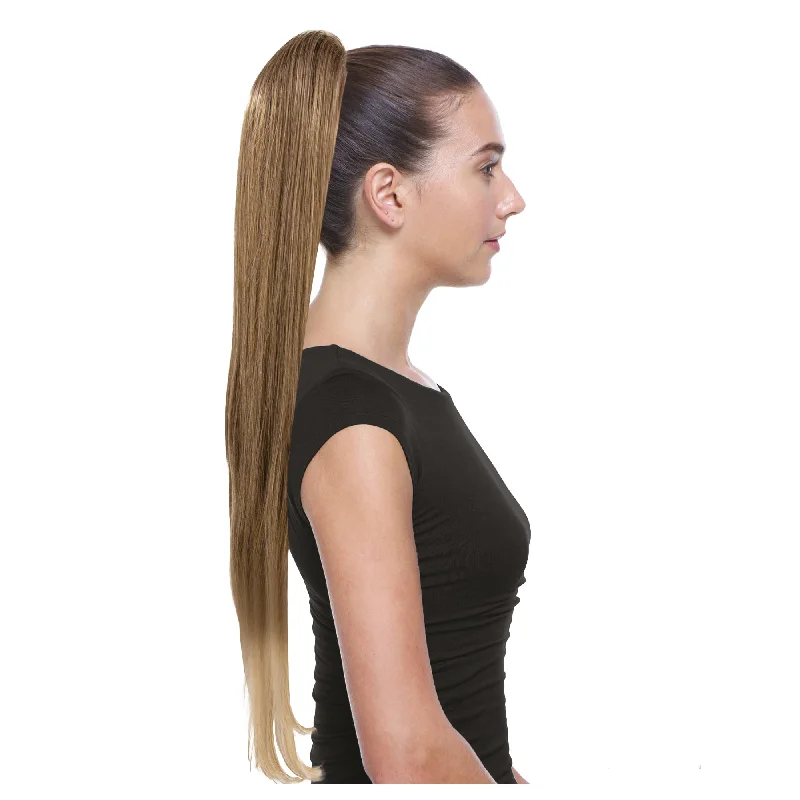 Extension ponytails with a secure elastic base for all - day comfortARIA