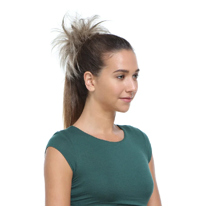 Ponytails with a middle - part for a classic and elegant styleSTRAIGHT