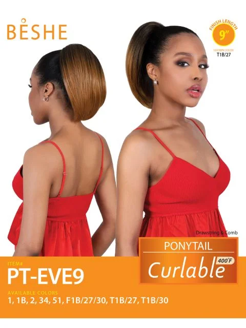 Ponytails with a pre - attached bow for a cute and girly lookBeshe Ponytail & Drawstring - PT-EVE9