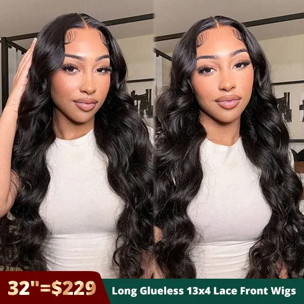 Water wave wig with a side - swept bang for a sophisticated lookFlash Sale 30 32 Inch Long Wear Go Glueless 13x4 HD Transparent Lace Front Wigs Pre Plucked Knots Bleached Body Wave Human Hair Wigs