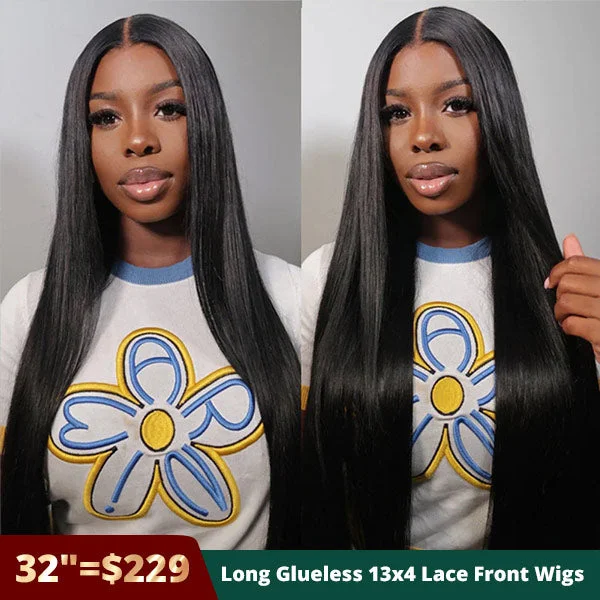 Long - length water wave wig with a natural - looking textureFlash Sale 30 32 inch Long 13x4 HD Lace Front Wigs Human Hair Straight Wear Go Glueless Pre Bleached Knots Pre Plucked Lace Wig