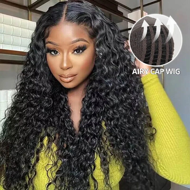 Water wave wig with a 150 - density for a full and thick appearanceBreathable LM-Cap Water Wave 5x5 &13x6 HD Lace Frontal Wig 180% Density Virgin Human Hair