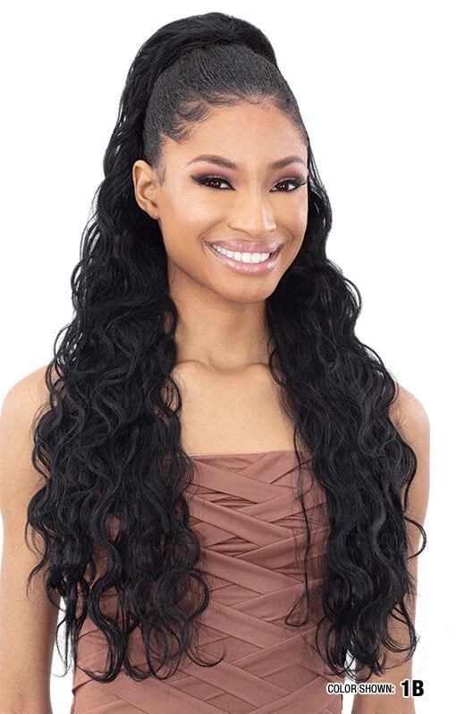 Braided ponytails with intricate patterns for an ethnic - inspired lookOrganique Synthetic Ponytail KING WAVE 28"