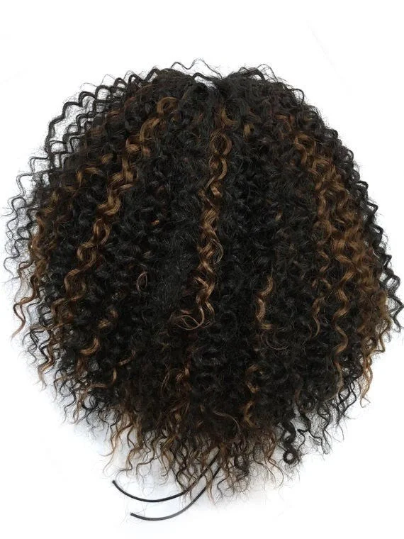 Black - colored ponytails for a classic and timeless appearanceDraw String Ponytail in Kinky Curly , 100% human hair 12"