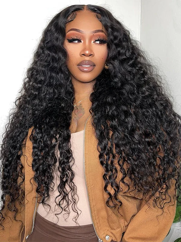 Water wave wig with a pre - plucked hairline for a more natural lookWavymy 4x4 HD Lace Closure Water Wave Wigs  Swiss Lace Human Hair Wig With No Glue