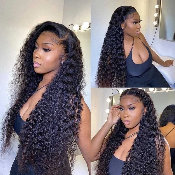 Water wave wig with a pre - bleached knot for a natural - looking scalpIndian Water Wave Virgin Hair 3 Bundles Human Hair Extension 30inch