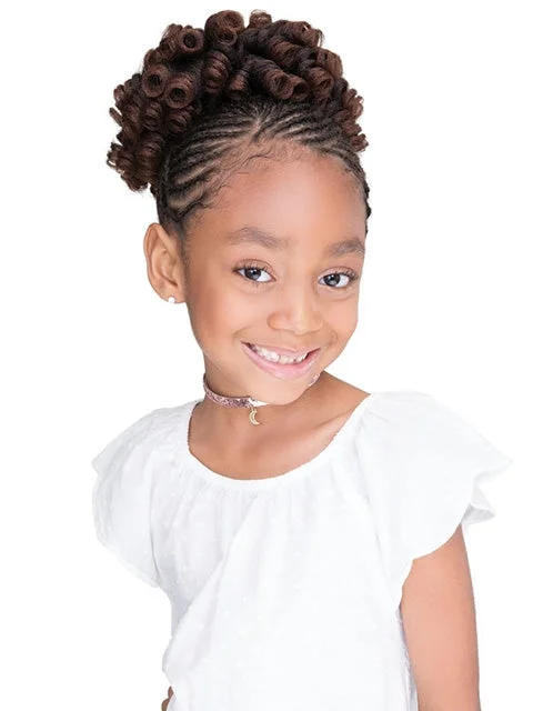 Braided ponytails with intricate patterns for an ethnic - inspired lookJanet Collection Lovely Kid Drawstring - WAND CURL