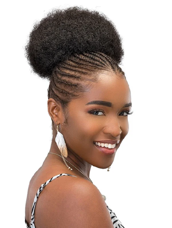 Ponytails with a middle - part for a classic and elegant styleJanet Collection Noir Everytime AFRO MINI Drawstring