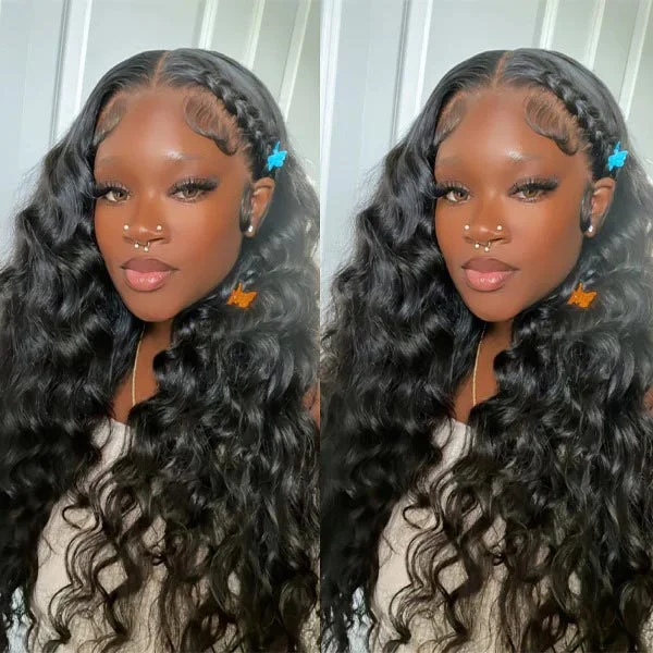 Water wave wig with a natural - looking root for a more realistic lookJunoda Water Wave 13x6 Lace Front Human Hair Wigs Brazilian Natural Black Color Lace Frontal Wig