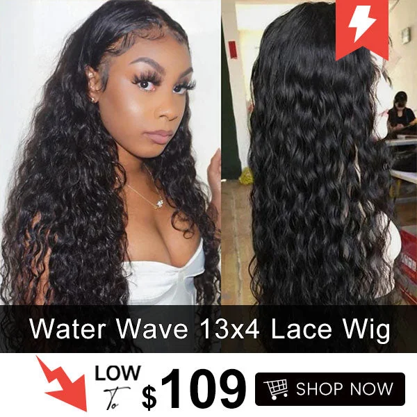 Water wave wig with a natural - looking root for a more realistic lookJunoda Water Wave 13x4 Lace Front Human Hair Wig Pre Plucked Flash Sale