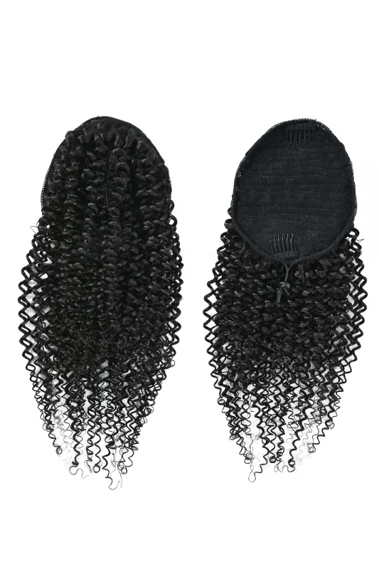 Extension ponytails with a secure elastic base for all - day comfortKayla 3c Burmese Loose Kinky Curly Drawstring Ponytail