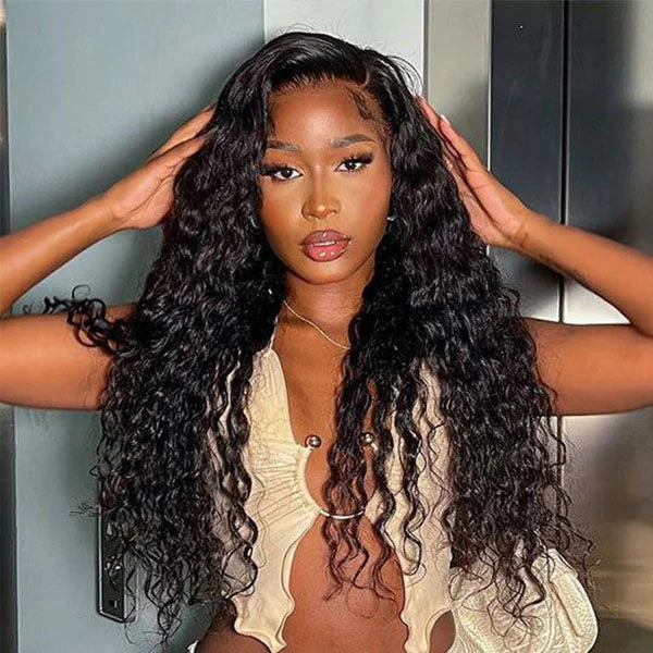 Water wave wig with a 150 - density for a full and thick appearanceLolly Water Wave 7x6 Parting Max Wear and Go Wigs Glueless HD Lace Closure Wigs Beginner Friendly Human Hair Wigs