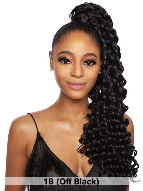 High - volume ponytails for a bold and glamorous appearanceMane Concept Mega Brazilian Ponytail Closure - WANDER CURL 22