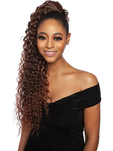 Human hair ponytails with a natural shine for a luxurious lookMane Concept Mega Brazilian Wrap&Tie Drawstring - DEEP CURL 30