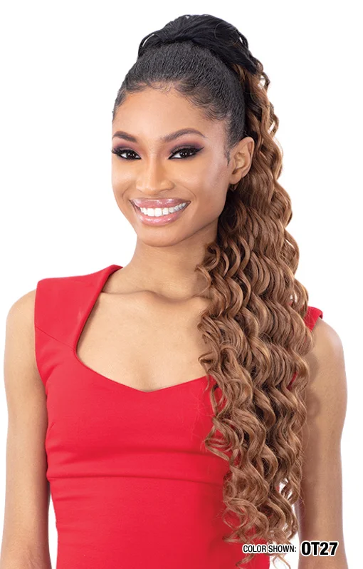 Curly ponytails with tight ringlets for a playful and feminine vibeOrganique Synthetic Ponytail DEEP WAVE 28"