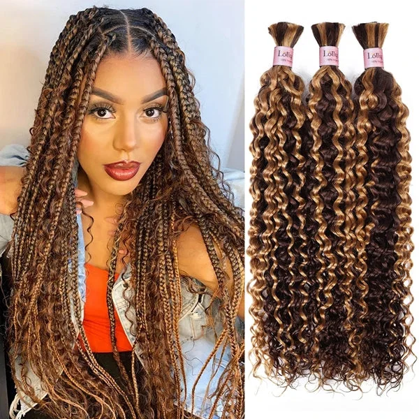 Water wave wig with a silk - base cap for a comfortable and smooth feelP4 27 Braiding Hair Human Bulk Hair Water Wave Bulk Human Braiding Hair for Braids Hair No Weft Human Hair Extensions