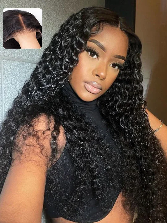 Synthetic water wave wig with a heat - friendly formulaPre-bleached Tiny Knots 13x4 Lace Frontal Wig Water Wave Human Hair Wigs