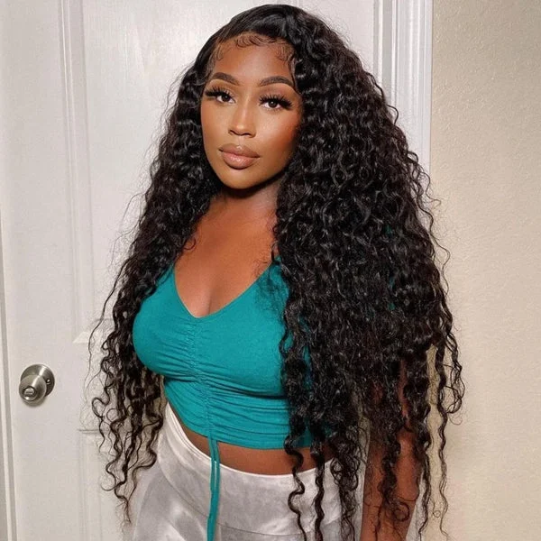 Virgin - human - hair water wave wig for the highest qualityWater Wave Wig 13x6 Lace Front Wig Pre Plucked 30 Inch Human Hair Hd Lace Wigs