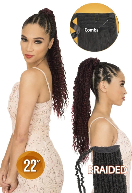 Blonde - colored ponytails for a sun - kissed and trendy lookNew Born Free Warp N Tail - Boho Braid 22" - PWB22