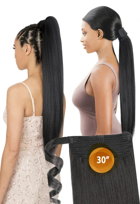 Ponytails with adjustable length for a customized fitNew Born Free Warp N Tail - Natural Perm Yaki Straight 30" - PWPY30