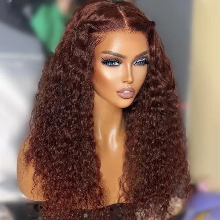 Synthetic water wave wig with a heat - friendly formula#33 Water Wave HD Transparent Lace Front Wig Human Hair