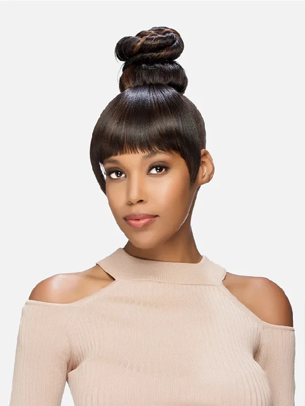 Black - colored ponytails for a classic and timeless appearanceVivica A Fox Bang & Bun Drawstring - BPB-KELSY